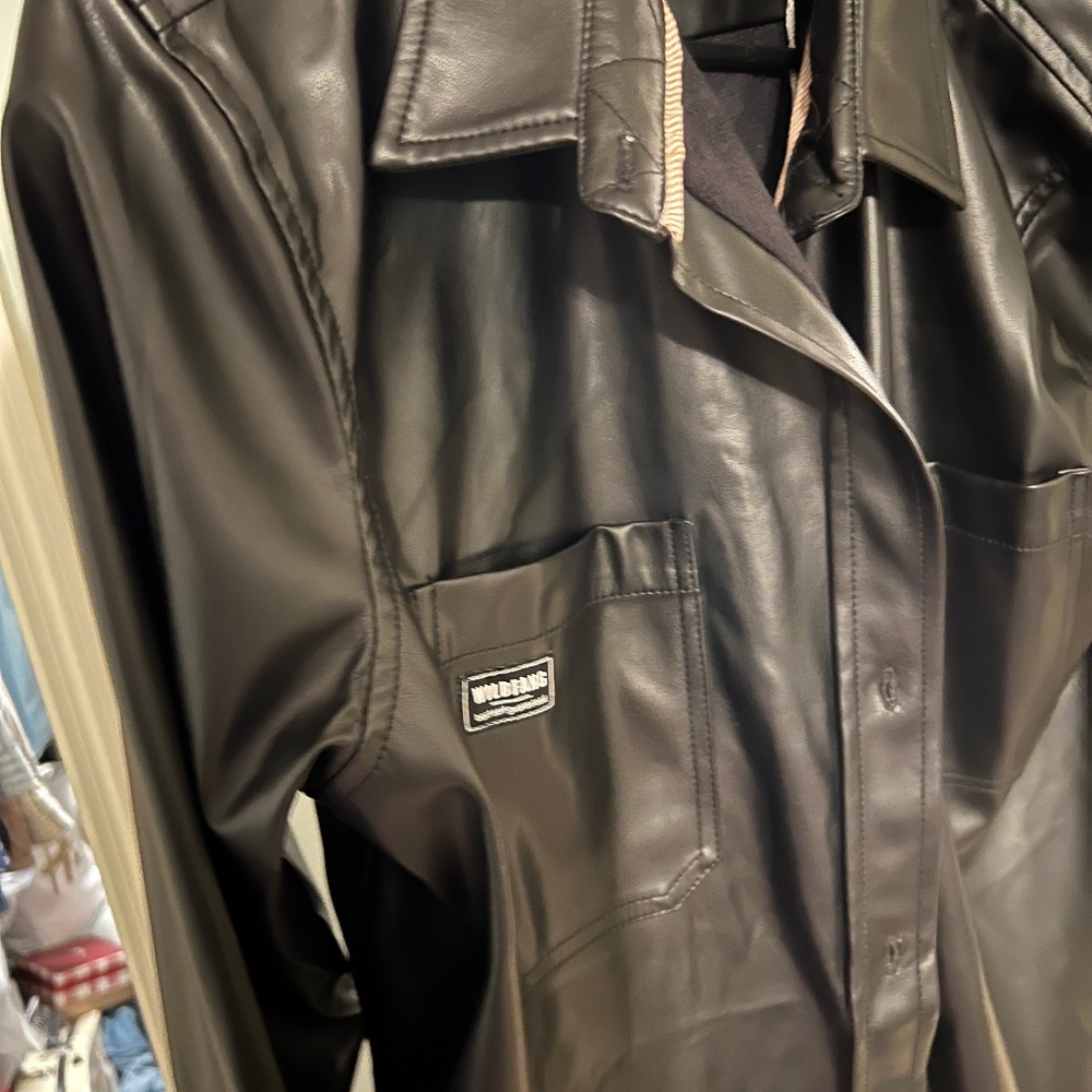 Wildfang Essential Vegan Leather Work Shirt (L)